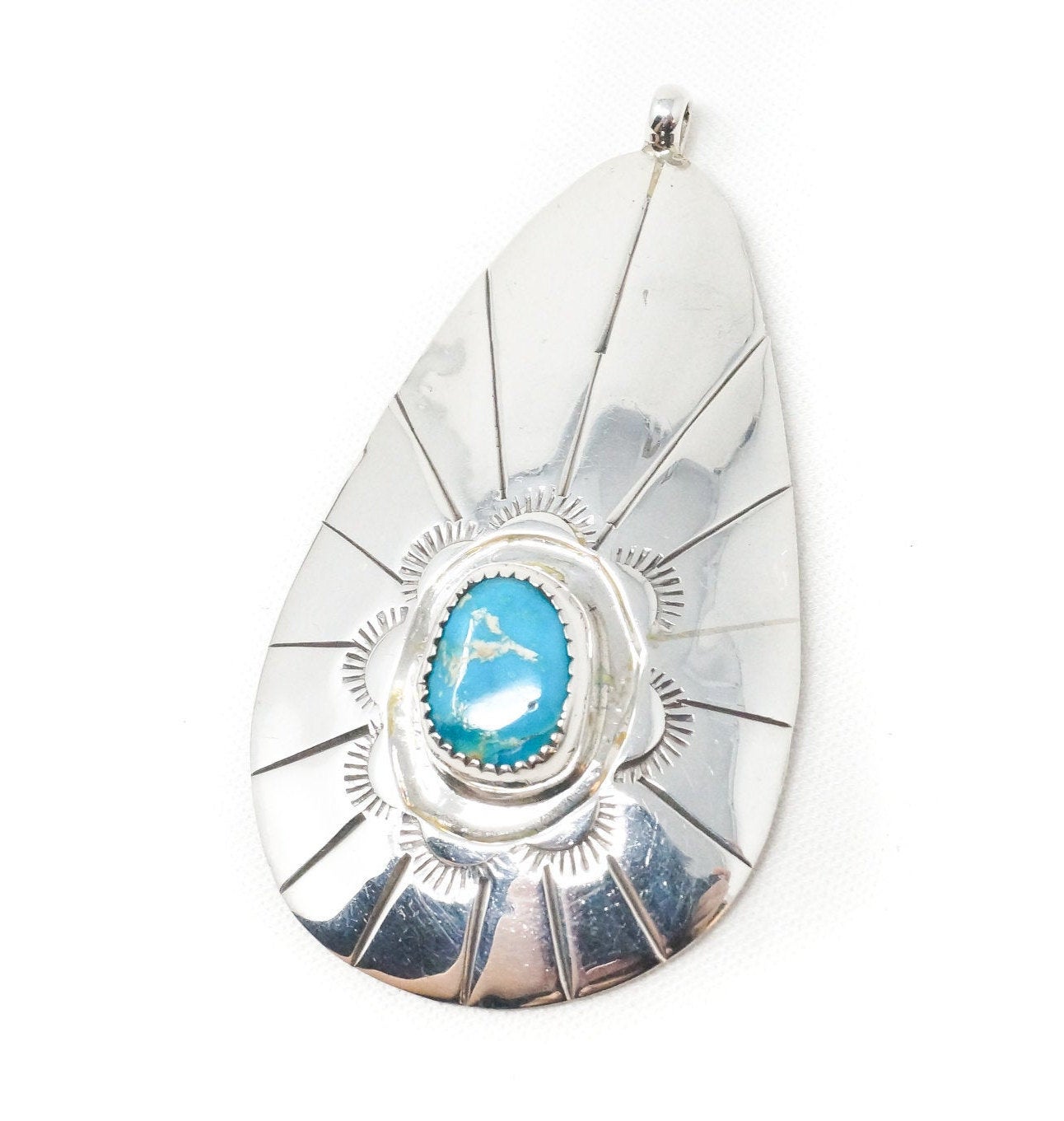 Vtg Native American Eddie Chee Turquoise Sterling Silver Necklace Pendant | Jewelry > Necklaces > Pendants | Wiccan Center