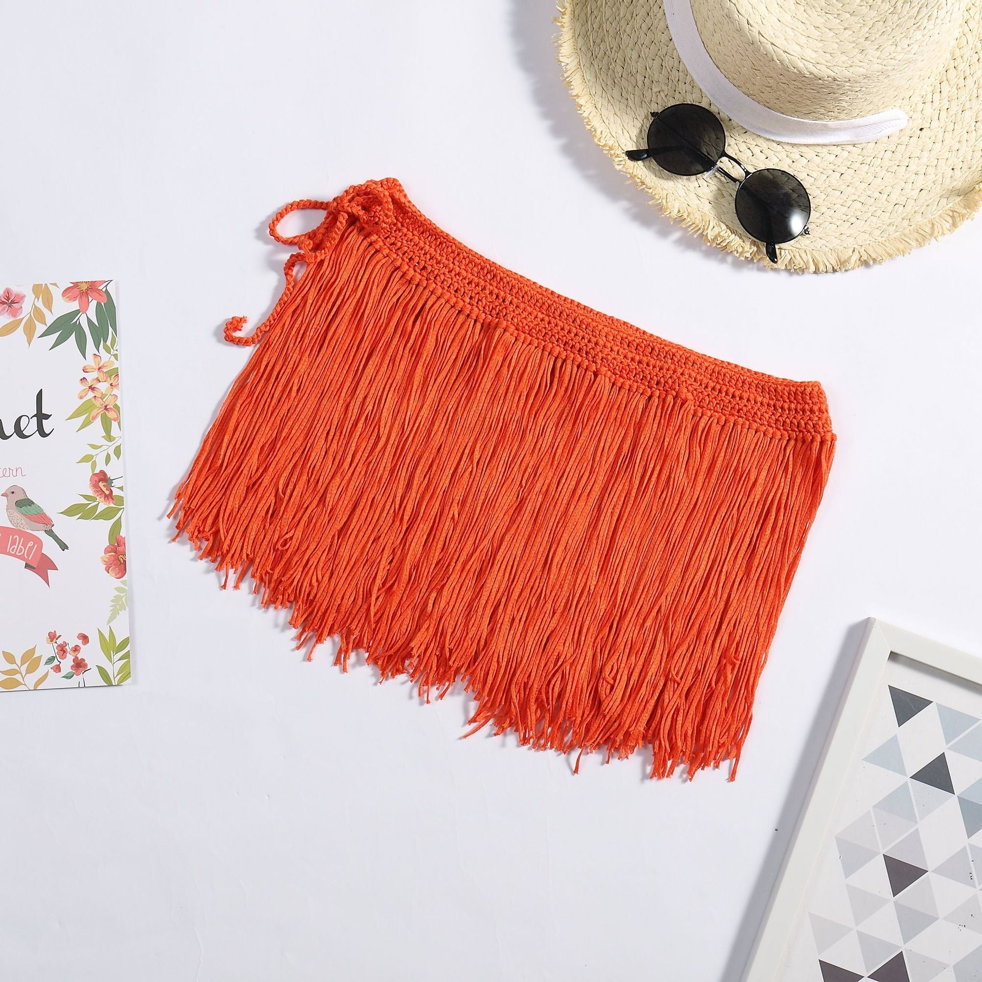 Beach Skirt Knitted Hand Hook Long Tassel Skirt Dance Skirt Bikini Skirt | | Wiccan Center