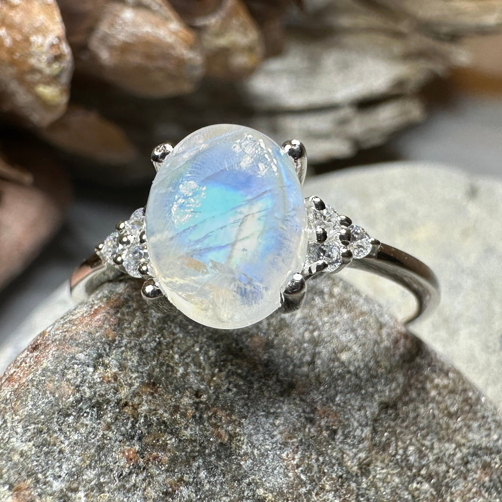Winter Dawn Moonstone Ring in Sterling Silver | Ring | Wiccan Center