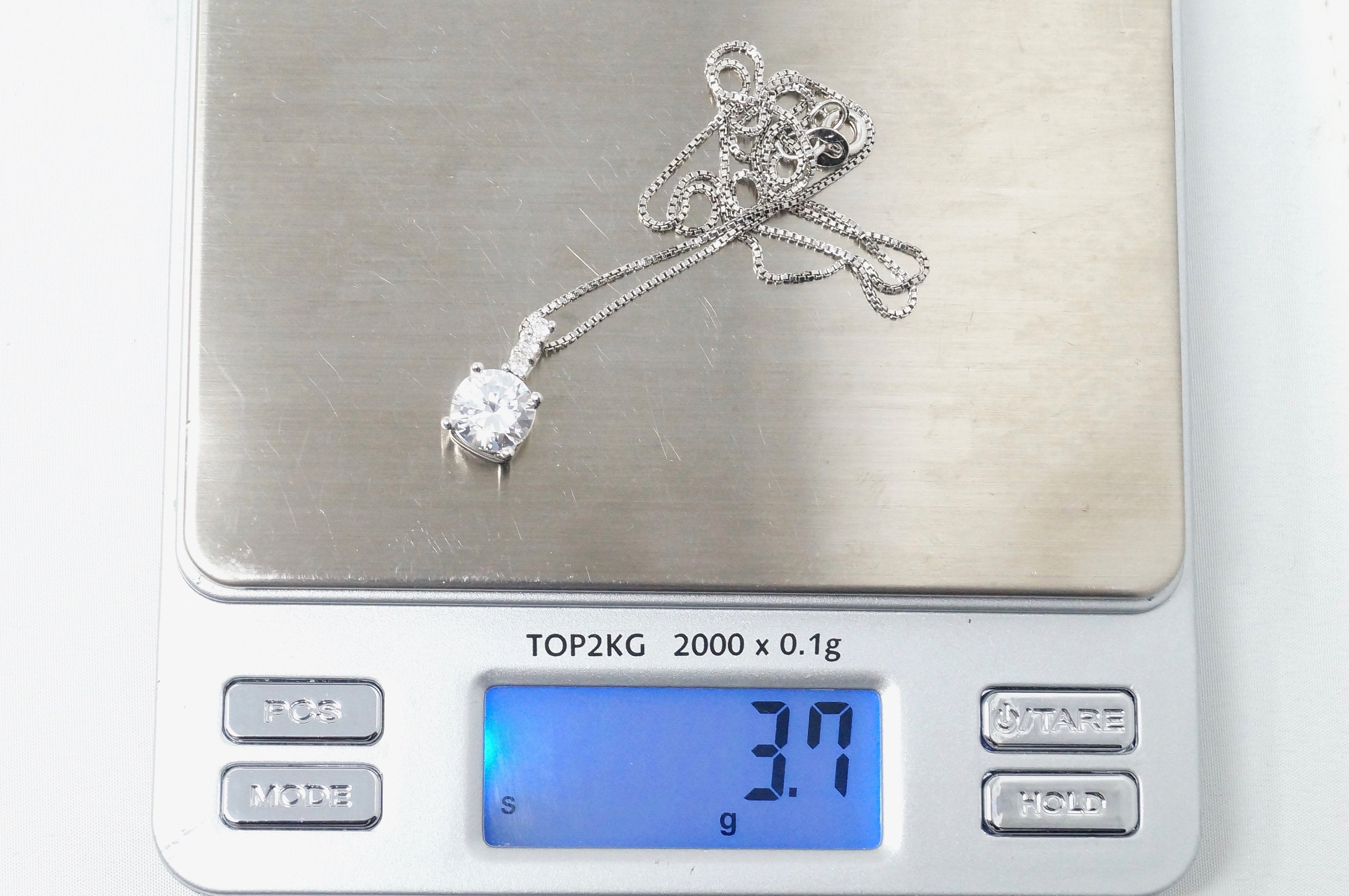 Lovely Large Simulated Diamond Sweetheart Necklace Sterling Silver 16" | Jewelry > Necklaces > Pendants | Wiccan Center