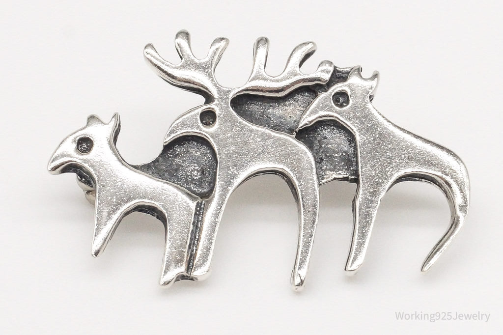 Vintage Moose Family Sterling Silver Brooch Pin | Jewelry > Brooches, Pins & Clips | Wiccan Center