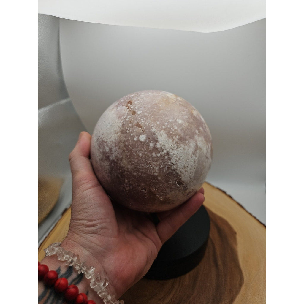 6.55lbs Natural Cherry Blossom Agate Sphere Quartz Crystal Ball | Crystal Spheres & Eggs | Wiccan Center