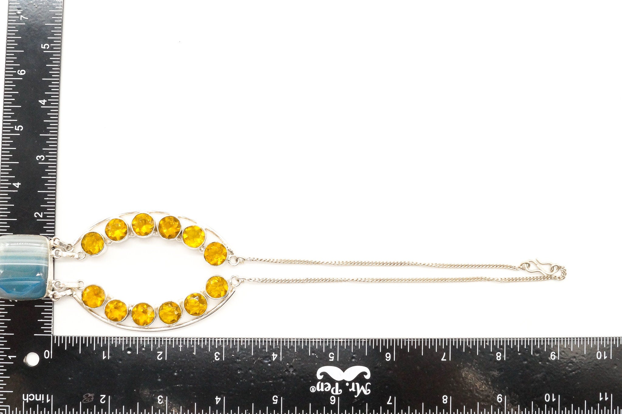 Large Lace Agate Citrine Sterling Silver Necklace | Jewelry > Necklaces > Pendants | Wiccan Center