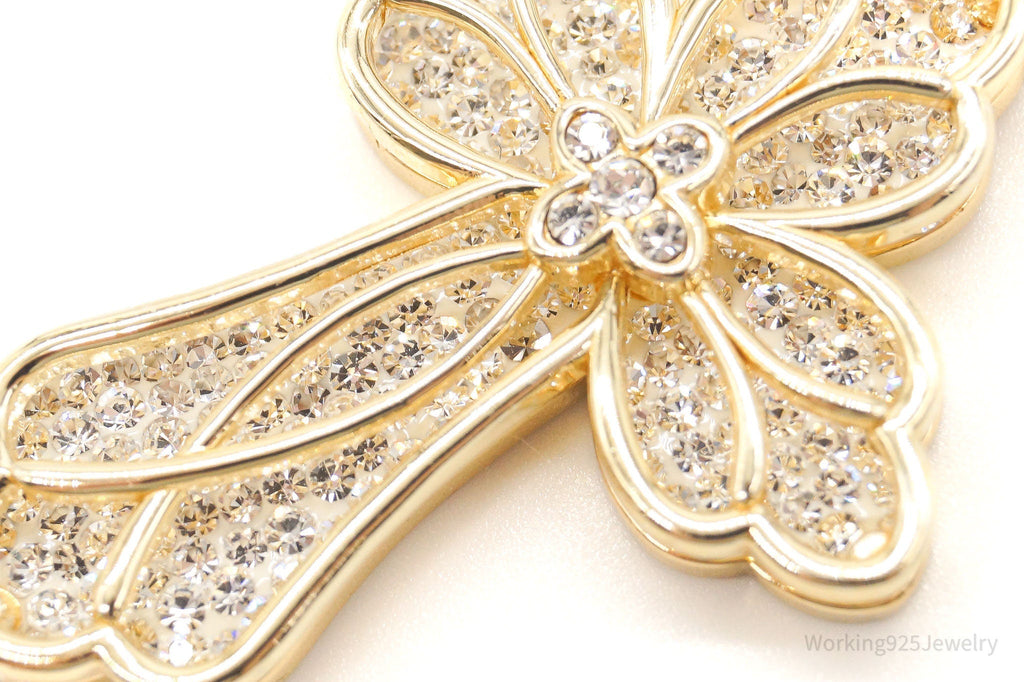 Large Designer JCM Swarovski Crystal Gold Vermeil Cross Sterling Silver Pendant | Jewelry > Necklaces > Pendants | Wiccan Center