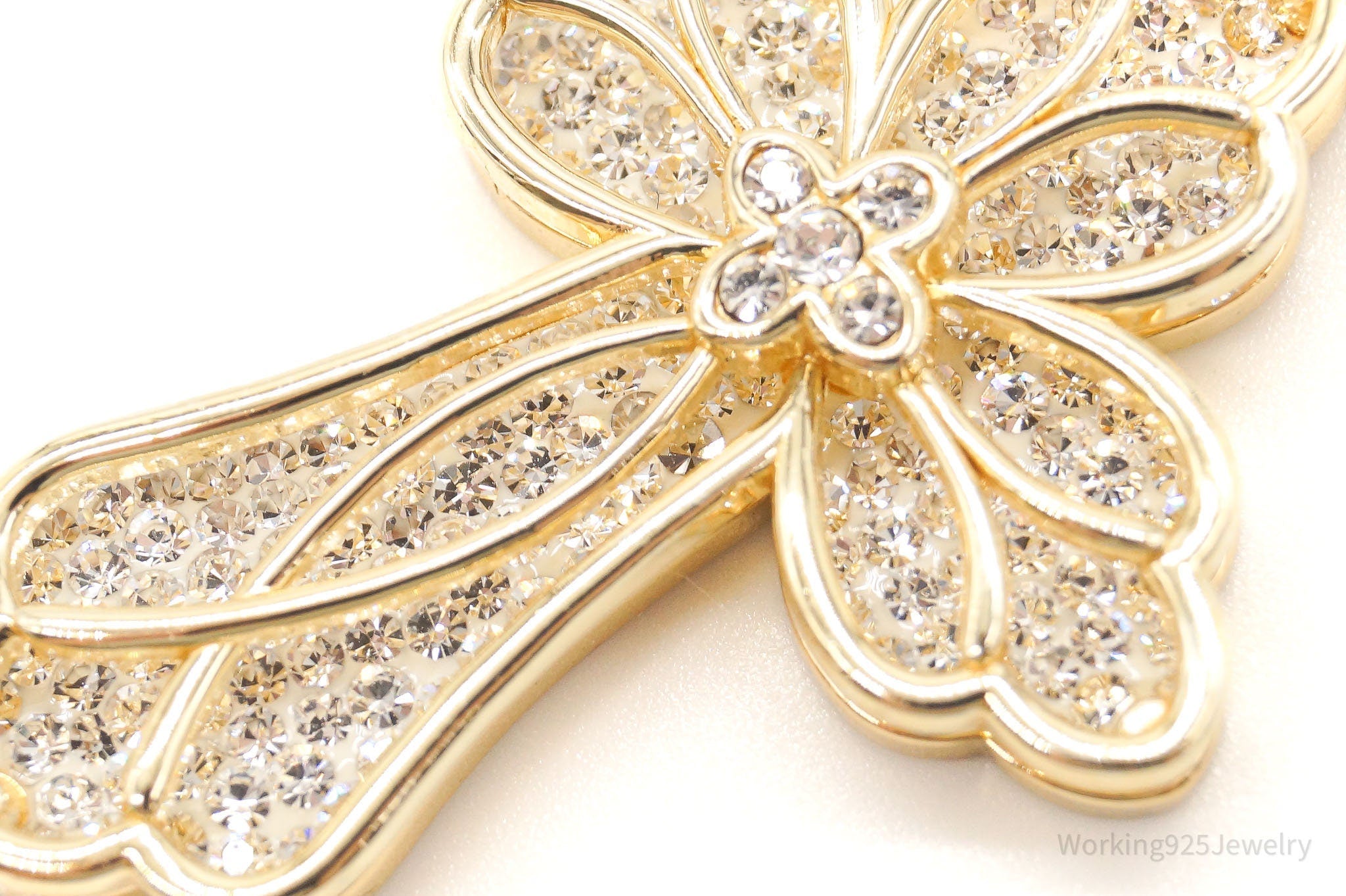 Large Designer JCM Swarovski Crystal Gold Vermeil Cross Sterling Silver Pendant | Jewelry > Necklaces > Pendants | Wiccan Center