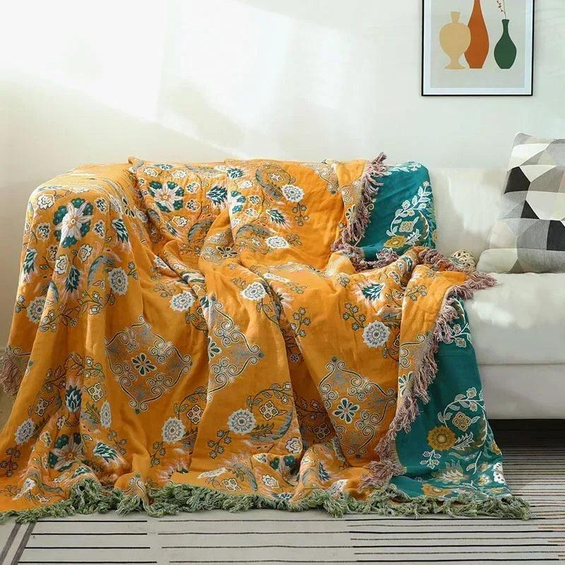 Japanese Woven Cotton Gauze Blanket – Multifunctional Sofa Throw & Bedspread | Blankets | Wiccan Center