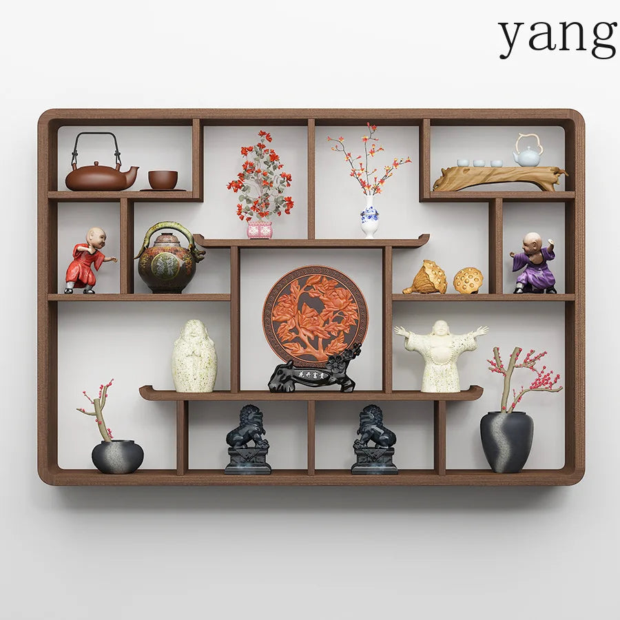 Solid Wood Duobao Bogu Display Shelf | Modern Chinese Curio Etagere | Shelving | Wiccan Center