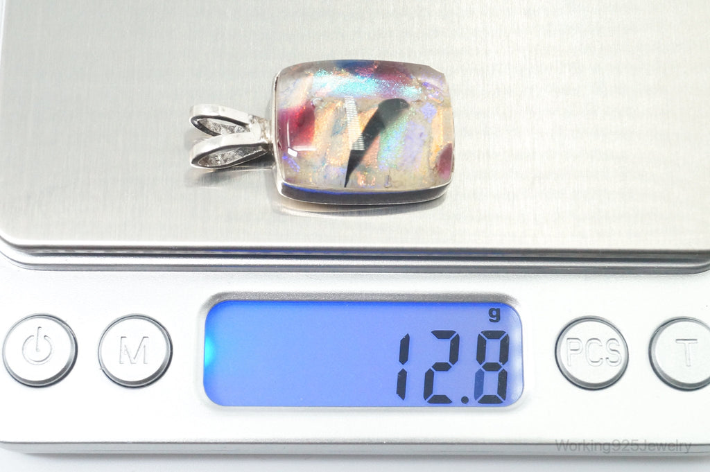 Vintage Large Art Glass Sterling Silver Necklace Pendant | Jewelry > Necklaces > Pendants | Wiccan Center