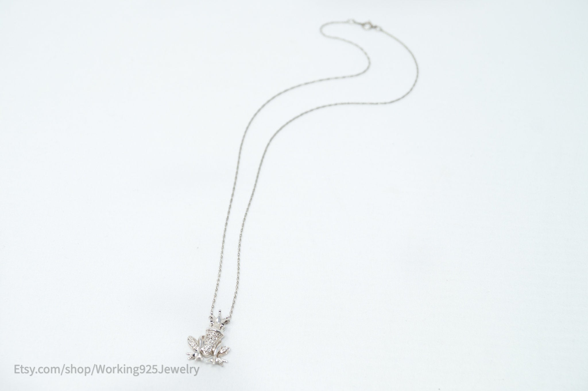 Vintage Diamond King Frog Toad Sterling Silver Necklace | Jewelry > Necklaces > Pendants | Wiccan Center
