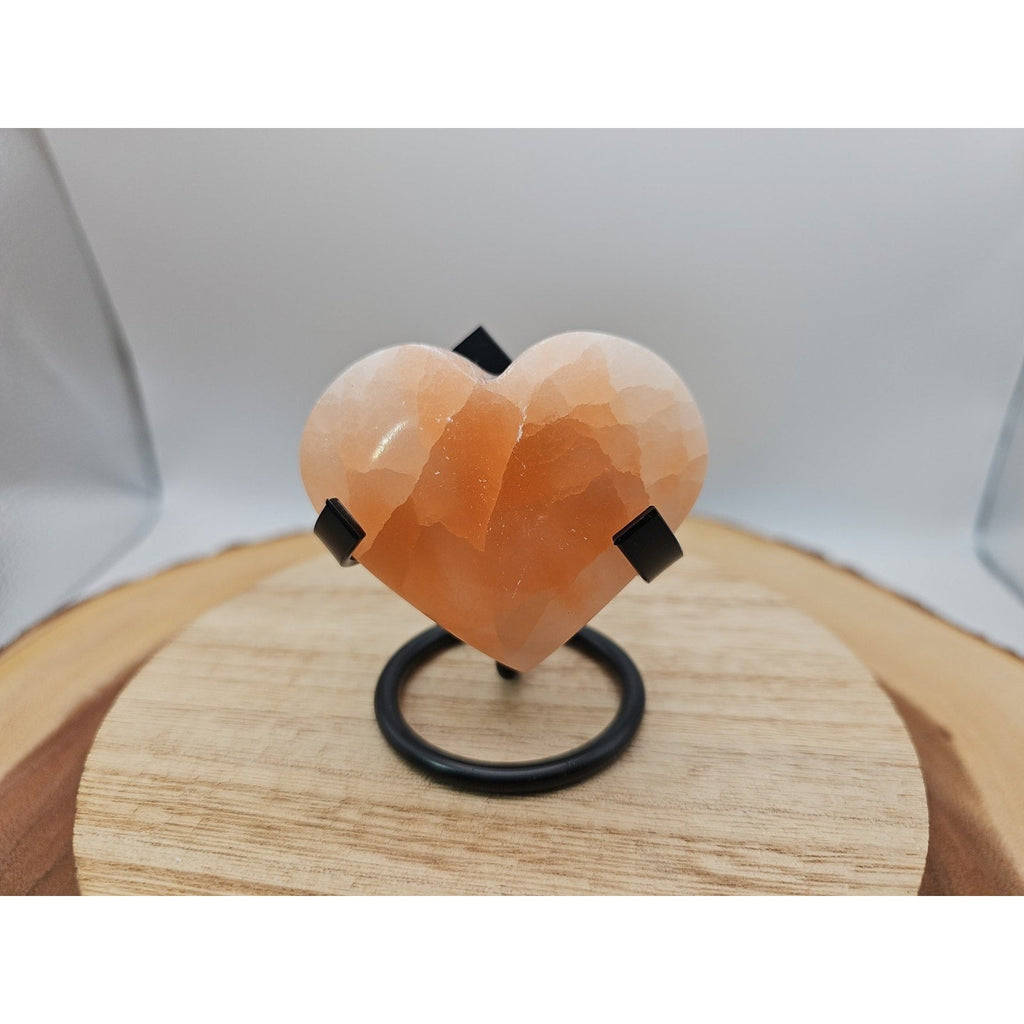 Peach Selenite Palm Stone W/stand 1each | Palm Stones & Tumbled Crystals | Wiccan Center