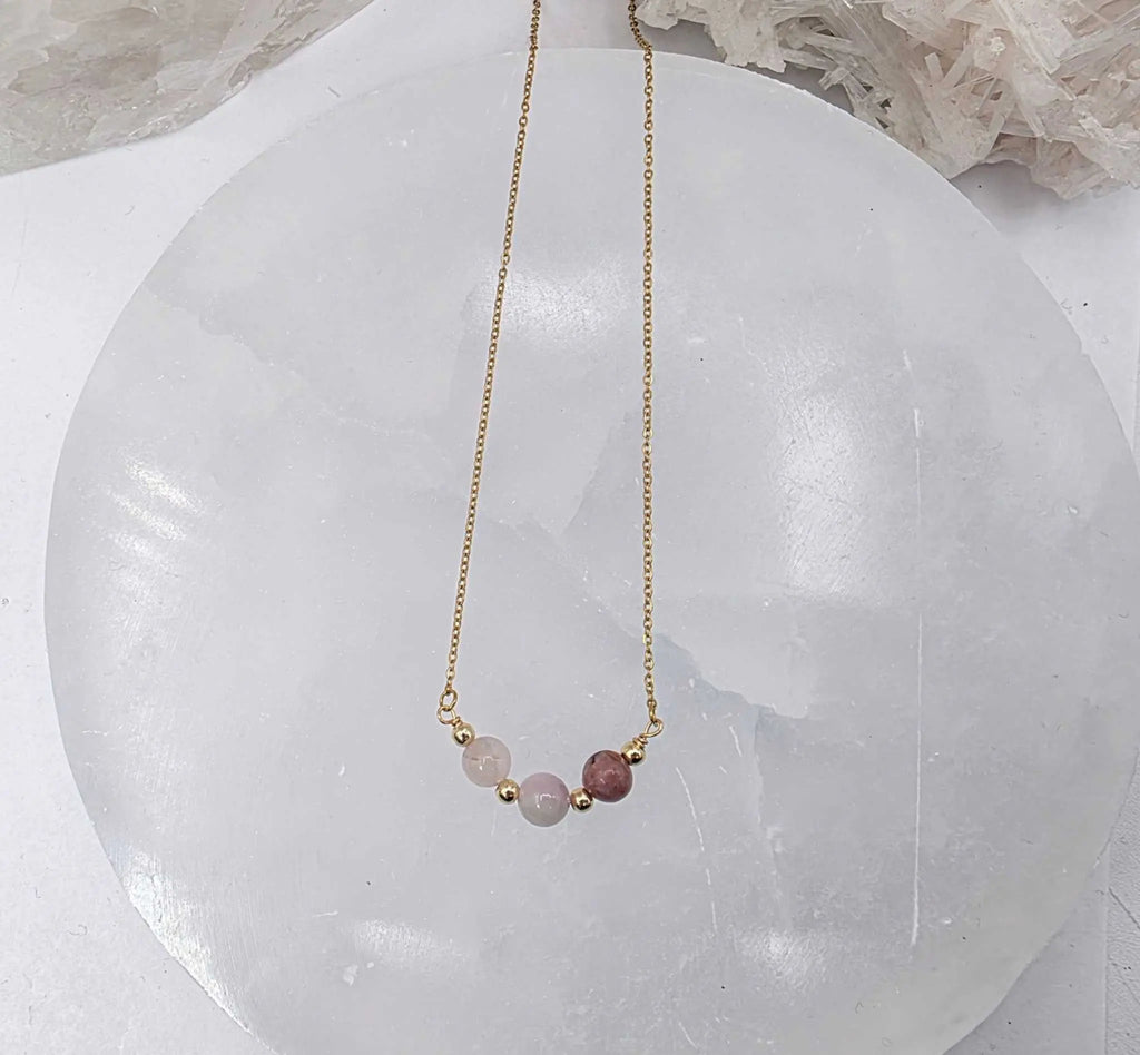 I AM ENOUGH -Kunzite, Rose Quartz, Rhodonite Gem Jewelry Set | Jewelry Set | Wiccan Center