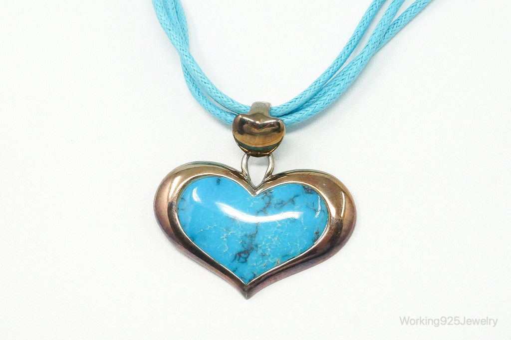 Designer SX Turquoise Heart Sterling Silver Cord Necklace | Jewelry > Necklaces > Pendants | Wiccan Center