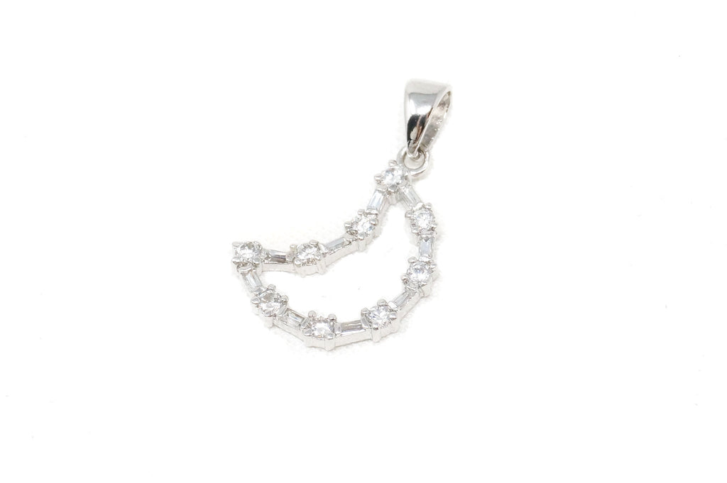 Vintage Cubic Zirconia Moon Lunar Cut Out Sterling Silver Necklace Pendant | Jewelry > Necklaces > Pendants | Wiccan Center