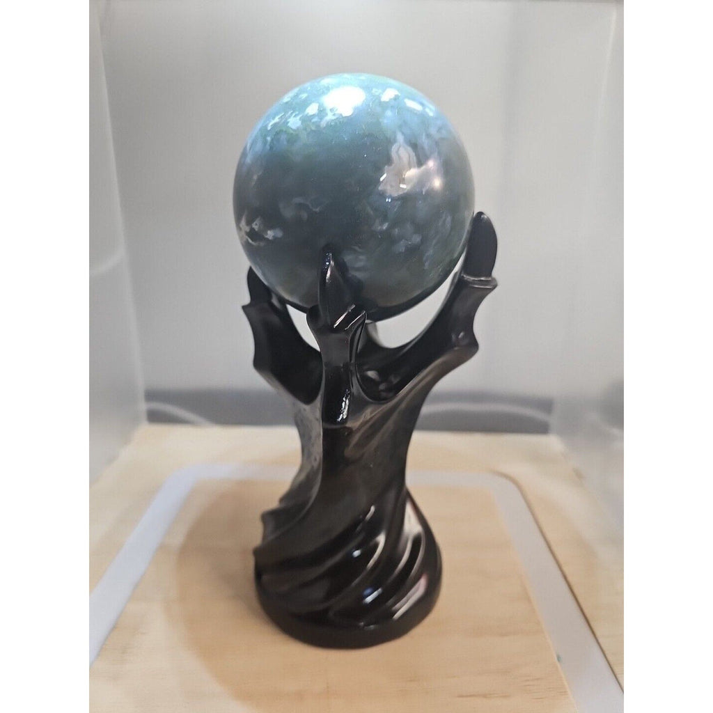 Water Grass Agate Sphere with Stand — 871g, Natural Polished Crystal Ball | CrystalCloud Company