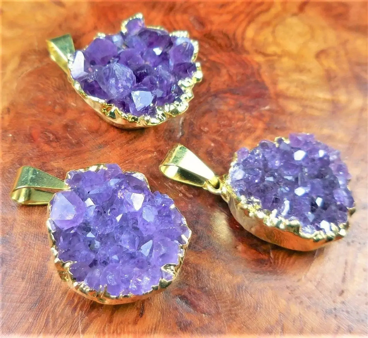Druzy Amethyst Necklace Pendant - Petite Gold Crystal Cluster | Retail Pendants | Wiccan Center