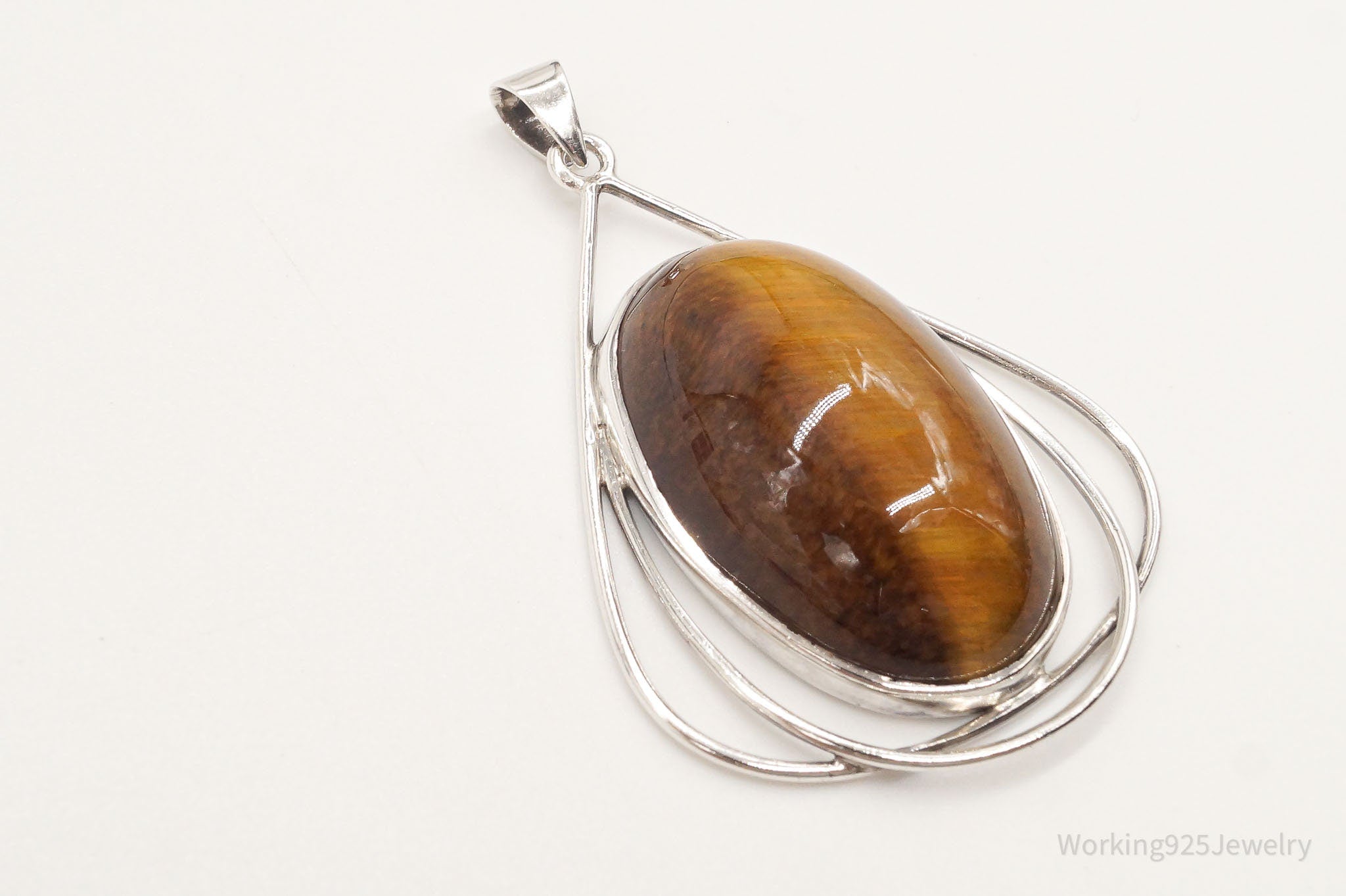 Vintage Large Tigers Eye Sterling Silver Pendant | Jewelry > Necklaces > Pendants | Wiccan Center