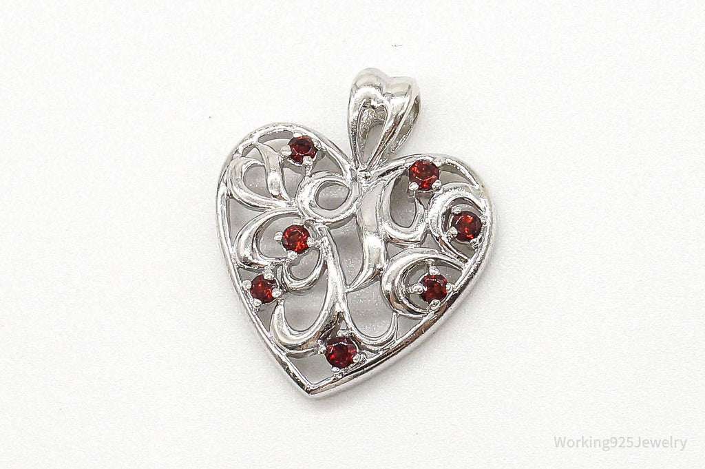 Vintage Designer CID Garnet Heart Sterling Silver Pendant | Jewelry > Necklaces > Pendants | Wiccan Center