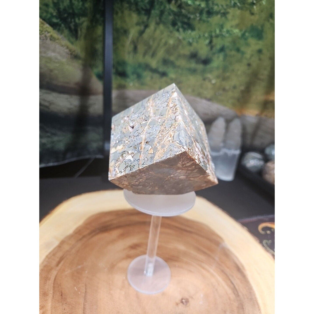 1.87LB 1Pcs Natural Ocean Jasper Onyx Quartz Crystal Geode Square Heptahedron | Geodes & Clusters | Wiccan Center
