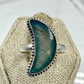 Sterling Silver Labradorite Crescent Moon Ring – Size 8 – Protection, Intuition & Transformation | Rings | Wiccan Center