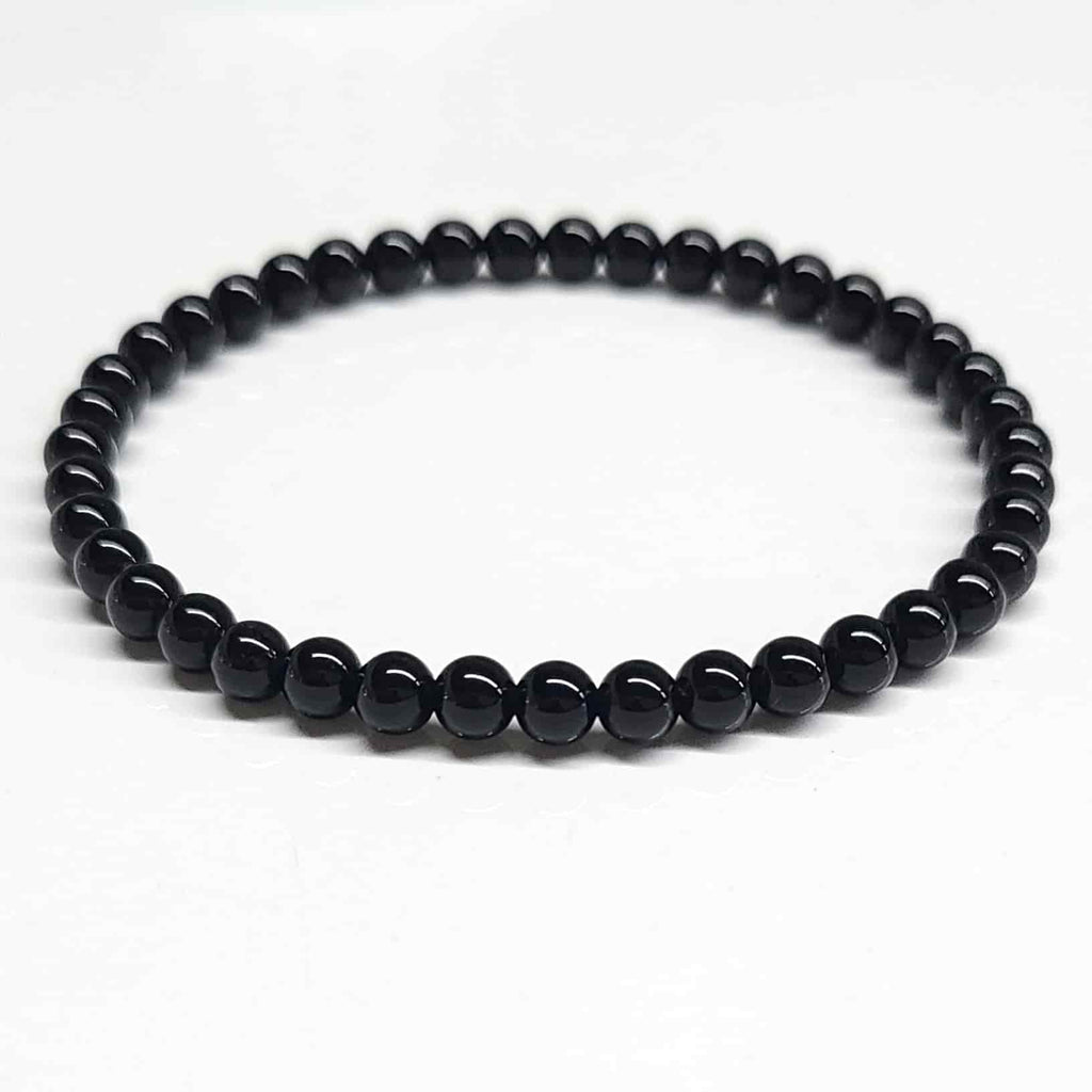 Black Tourmaline Round Bead Bracelet for Energy Filtering & Grounding | Bracelets | Wiccan Center