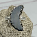 Sterling Silver Rainbow Moonstone Crescent Moon Ring – Size 8 – Intuition, Divine Feminine Energy & Emotional Balance | Rings | Wiccan Center