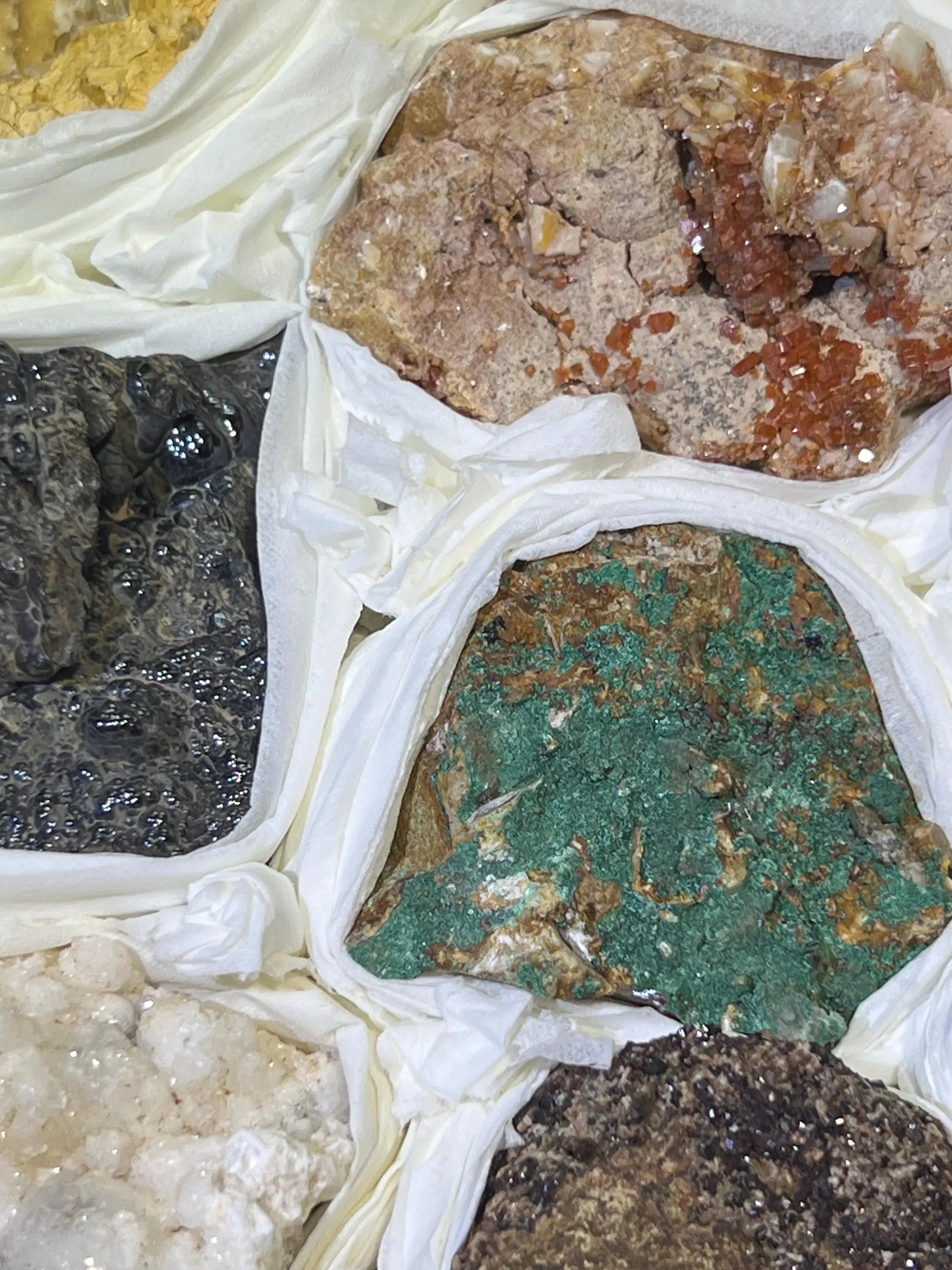 Morocco Mixed Minerals Crystal Druzy Collection Large Boxed Flat Wholesale | Home & Living > Home Decor > Home Accents > Rocks & Geodes | Wiccan Center
