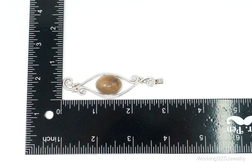 Large Vintage Brown Gemstone Sterling Silver Necklace Pendant | Jewelry > Necklaces > Pendants | Wiccan Center