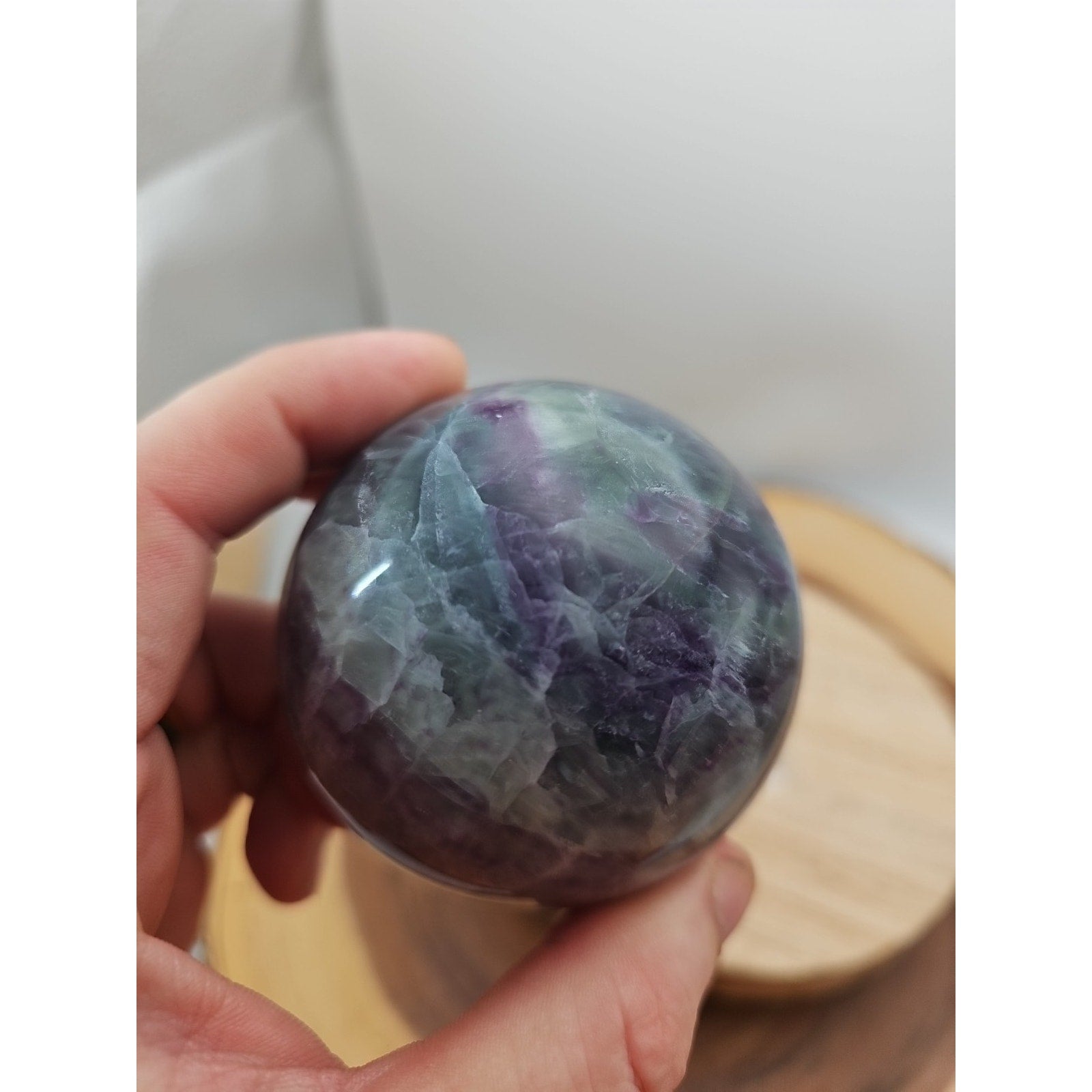 1.09lb Natural Rainbow Fluorite Quartz Crystal Sphere Ball Polished | Crystal Spheres & Eggs | Wiccan Center