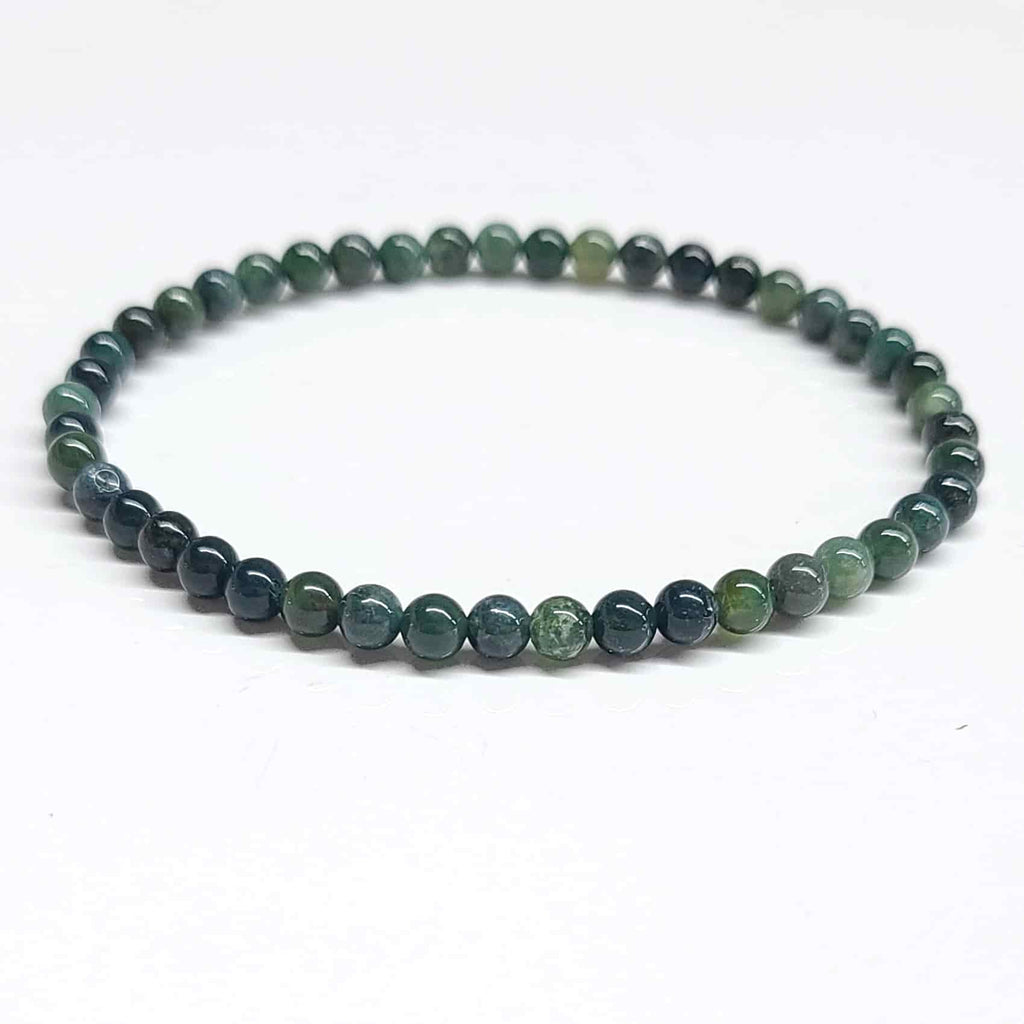 Moss Agate Round Bead Bracelet - Nature Renewal | Bracelets | Wiccan Center