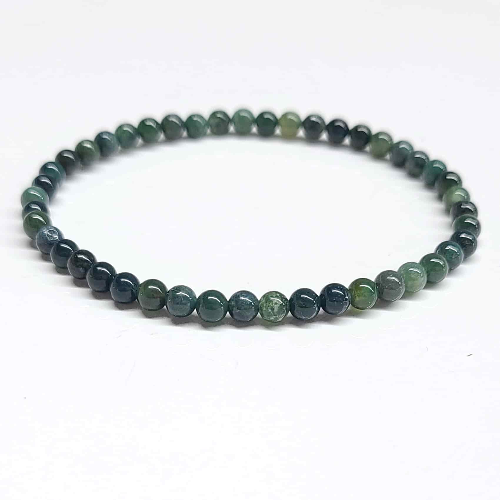 Moss Agate Round Bead Bracelet - Nature Renewal | Bracelets | Wiccan Center