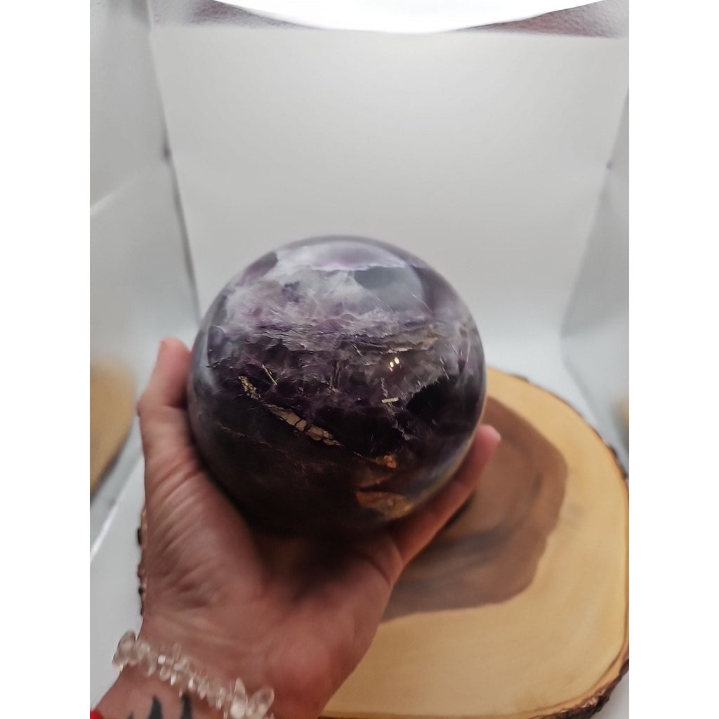 Large Rainbow Fluorite Quartz Crystal Sphere — 6.4 inches, Polished | CrystalCloud Company | Crystal Spheres & Eggs | Wiccan Center