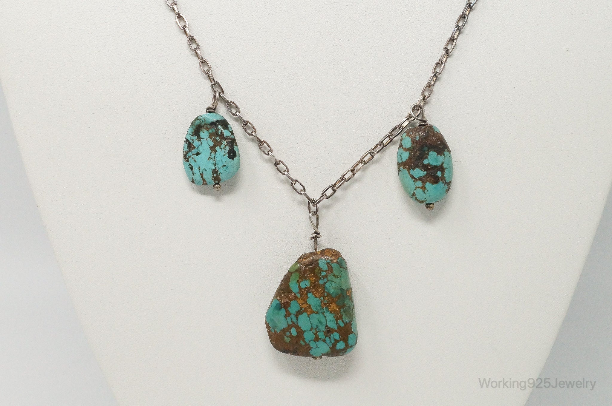 Vintage Native American Unsigned Turquoise Sterling Silver Necklace | Jewelry > Necklaces > Pendants | Wiccan Center