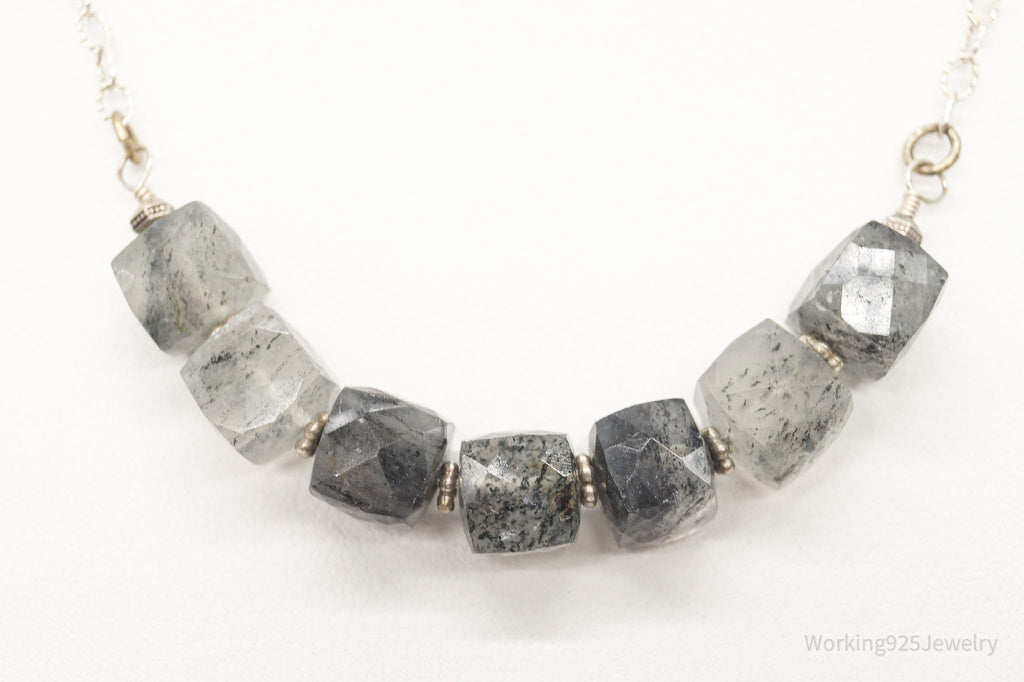 Vintage Spotted Quartz Bead Silver Chain Link Necklace | Jewelry > Necklaces > Pendants | Wiccan Center