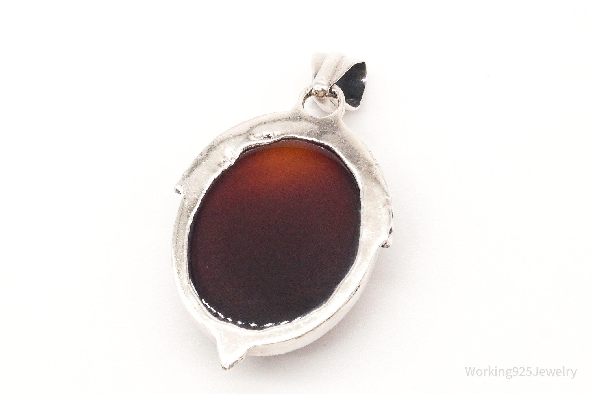 Vintage Large Red Agate Sterling Silver Pendant | Jewelry > Necklaces > Pendants | Wiccan Center