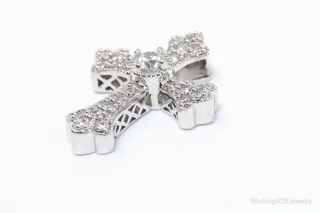 Vintage Designer MEDA Cubic Zirconia Cross Sterling Silver Necklace Pendant | Jewelry > Necklaces > Pendants | Wiccan Center