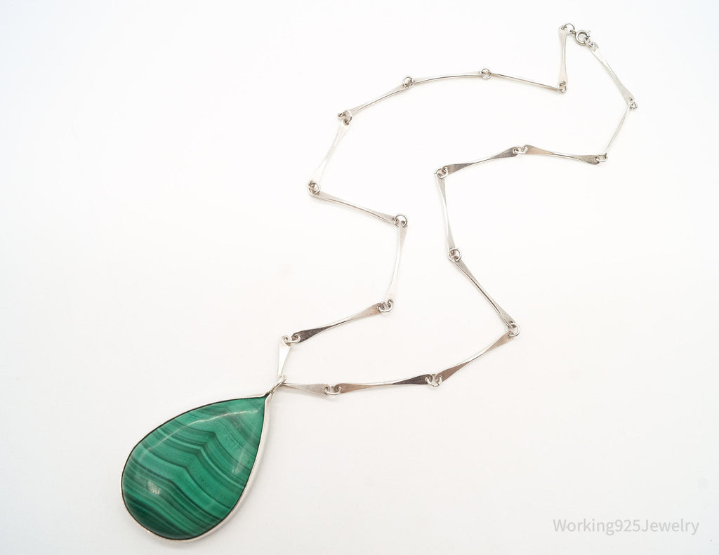 Vintage Large Malachite Sterling Silver Necklace | Jewelry > Necklaces > Pendants | Wiccan Center