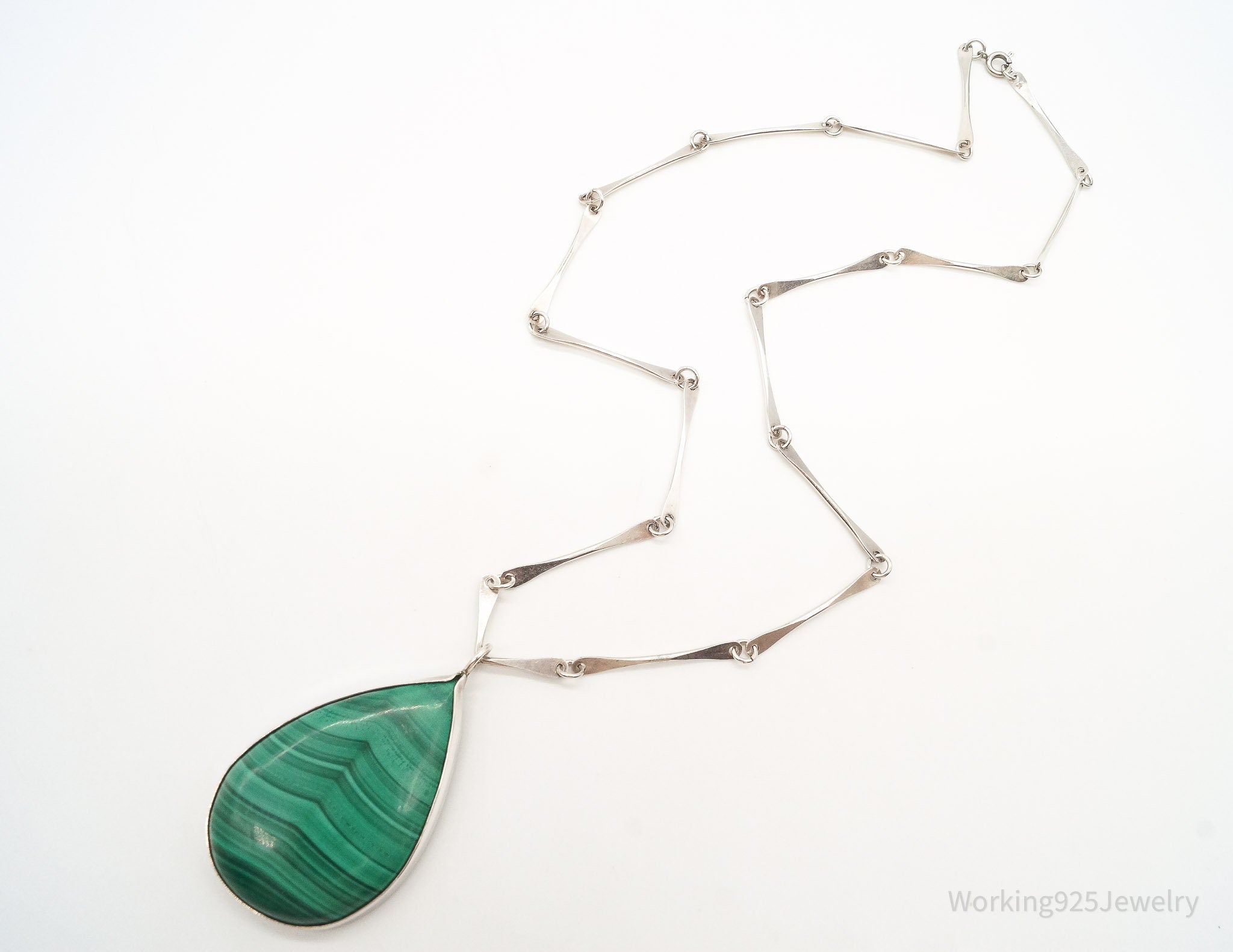 Vintage Large Malachite Sterling Silver Necklace | Jewelry > Necklaces > Pendants | Wiccan Center