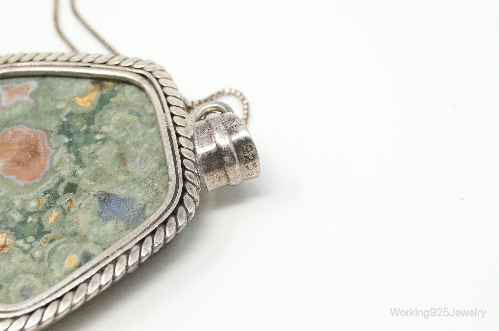 Vintage Large Crazy Lace Agate Sterling Silver Necklace | Jewelry > Necklaces > Pendants | Wiccan Center