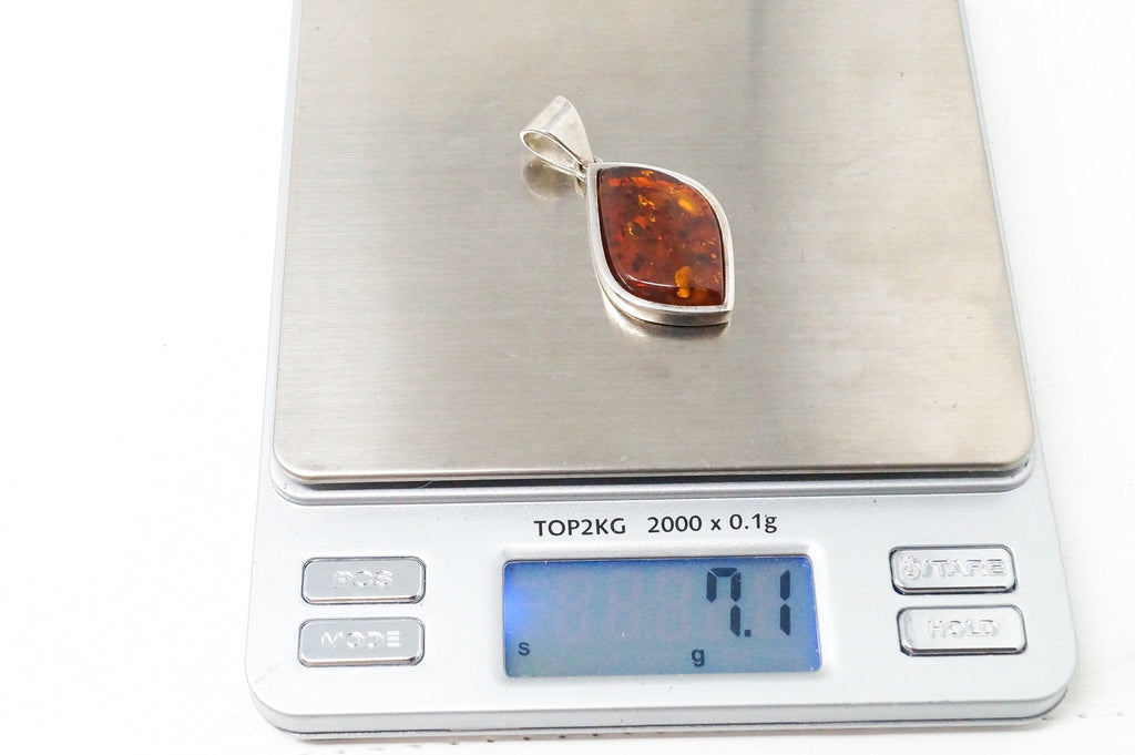 Vintage Amber Modernist Sterling Silver Necklace Pendant | Jewelry > Necklaces > Pendants | Wiccan Center
