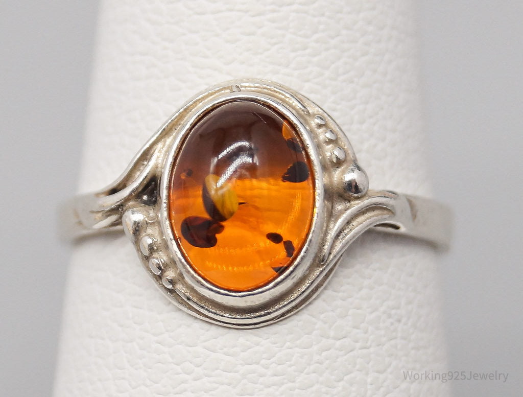 Vintage Amber Modernist Sterling Silver Ring - Size 4.75 | Jewelry > Rings | Wiccan Center