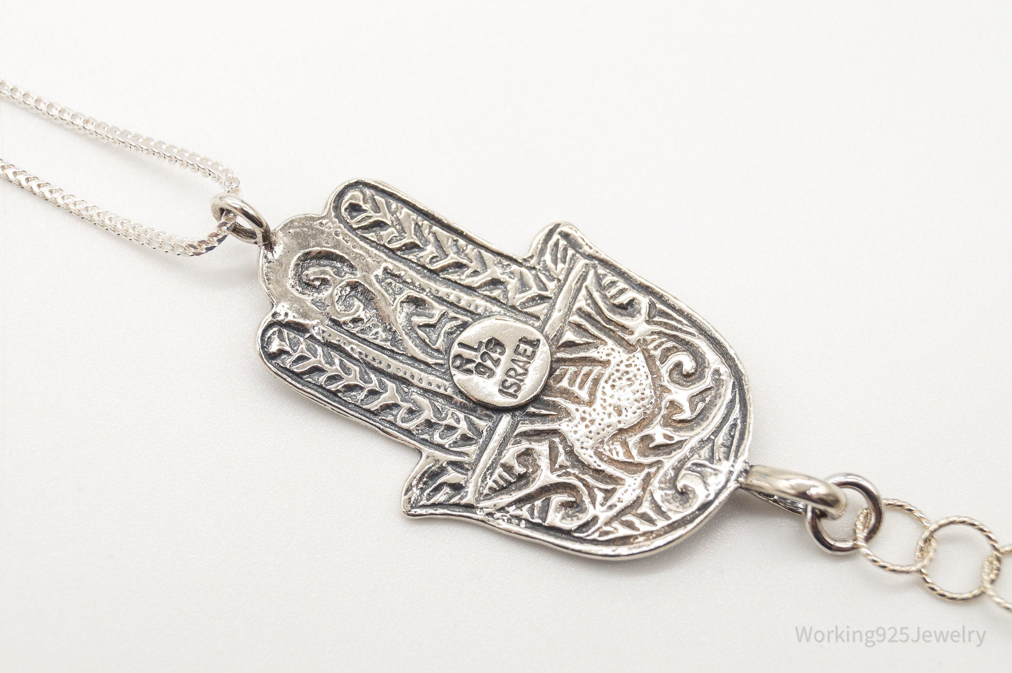 Vintage Israel Designer RL Hamsa Hand Turquoise Sterling Silver Necklace | Jewelry > Necklaces > Pendants | Wiccan Center