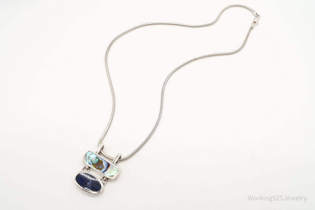 Vintage Paua Abalone Shell Sodalite Sterling Silver Necklace | Jewelry > Necklaces > Pendants | Wiccan Center
