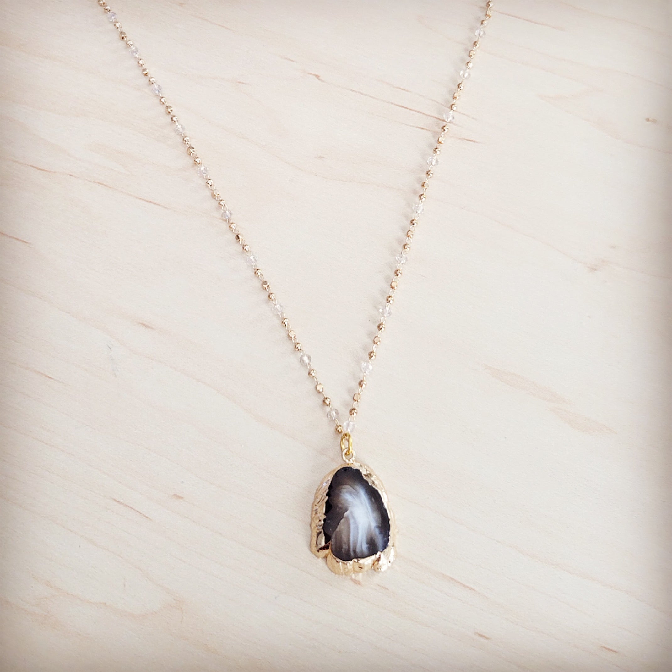 **Gilded Black Agate Necklace 257ma | Necklace | Wiccan Center
