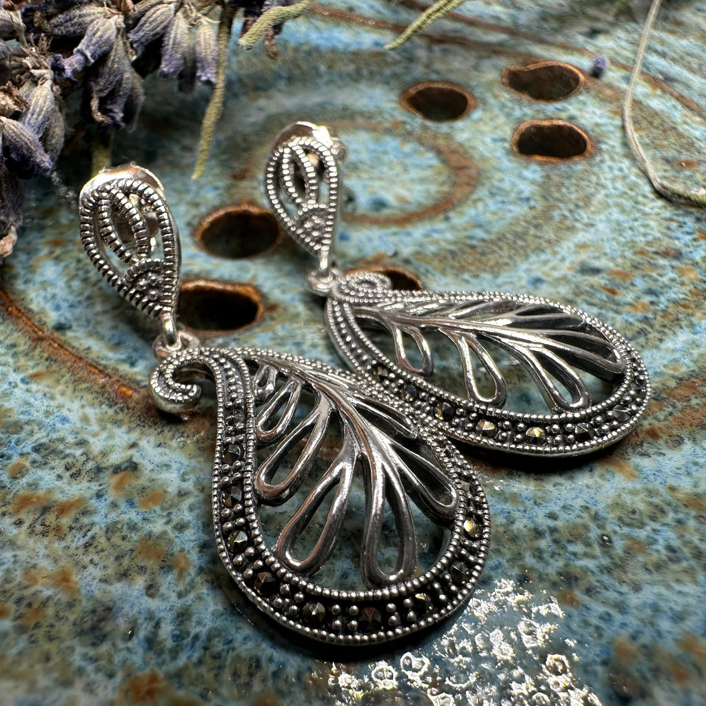 Elegant Celtic Paisley Earrings in Sterling Silver | Dangle Earrings | Wiccan Center