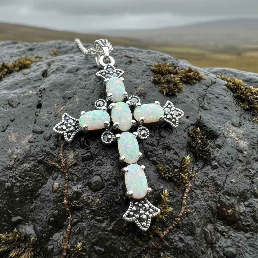 Eyrlis Marcasite Cross Necklace in Sterling Silver | Pendant | Wiccan Center