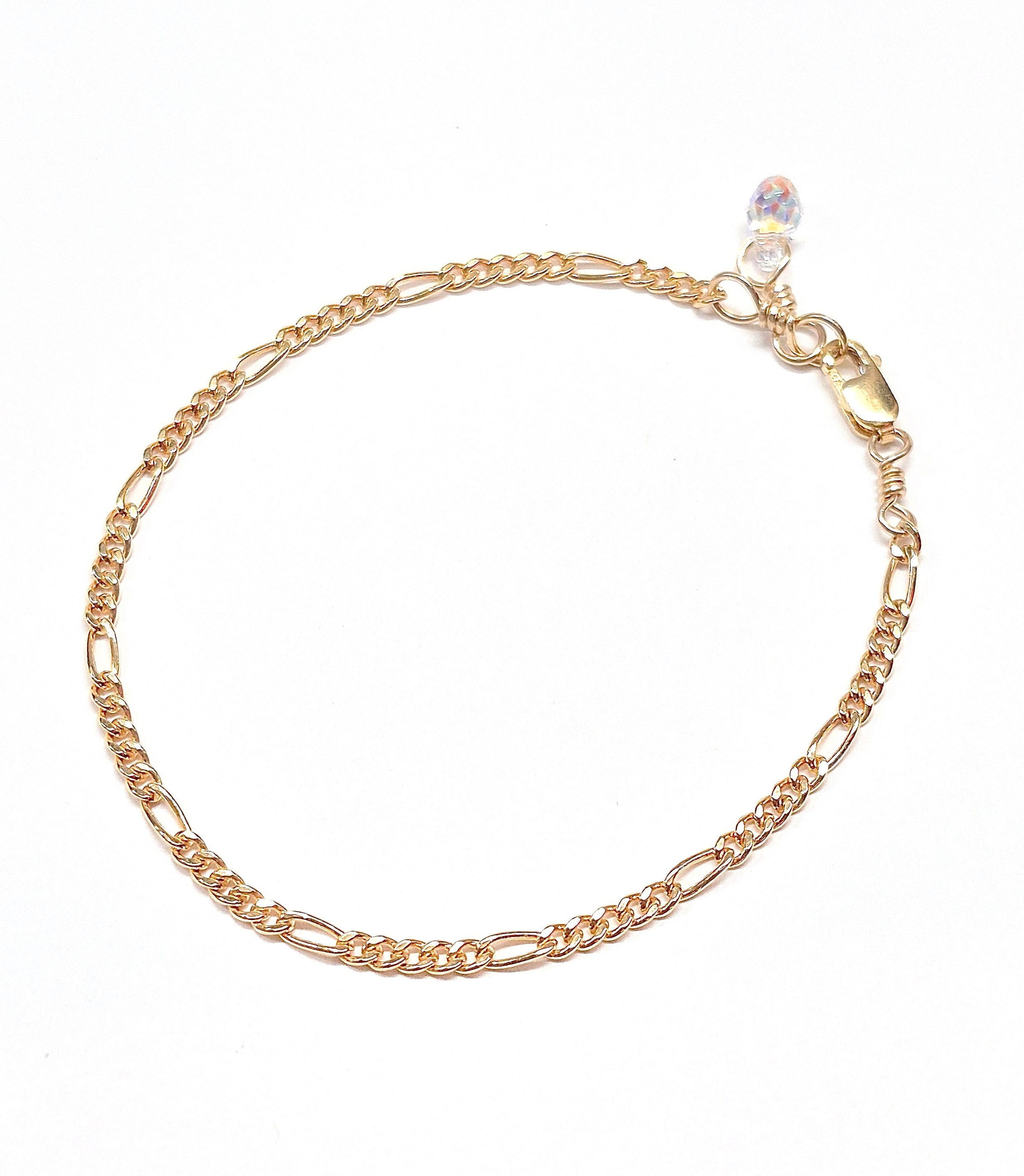 Figaro Chain Bracelet / Anklet with Swarovski Clasp