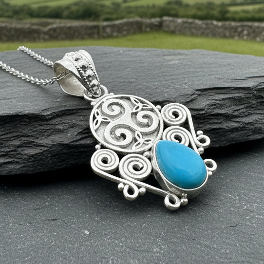 Lyria Celtic Triple Spiral Necklace in Sterling Silver