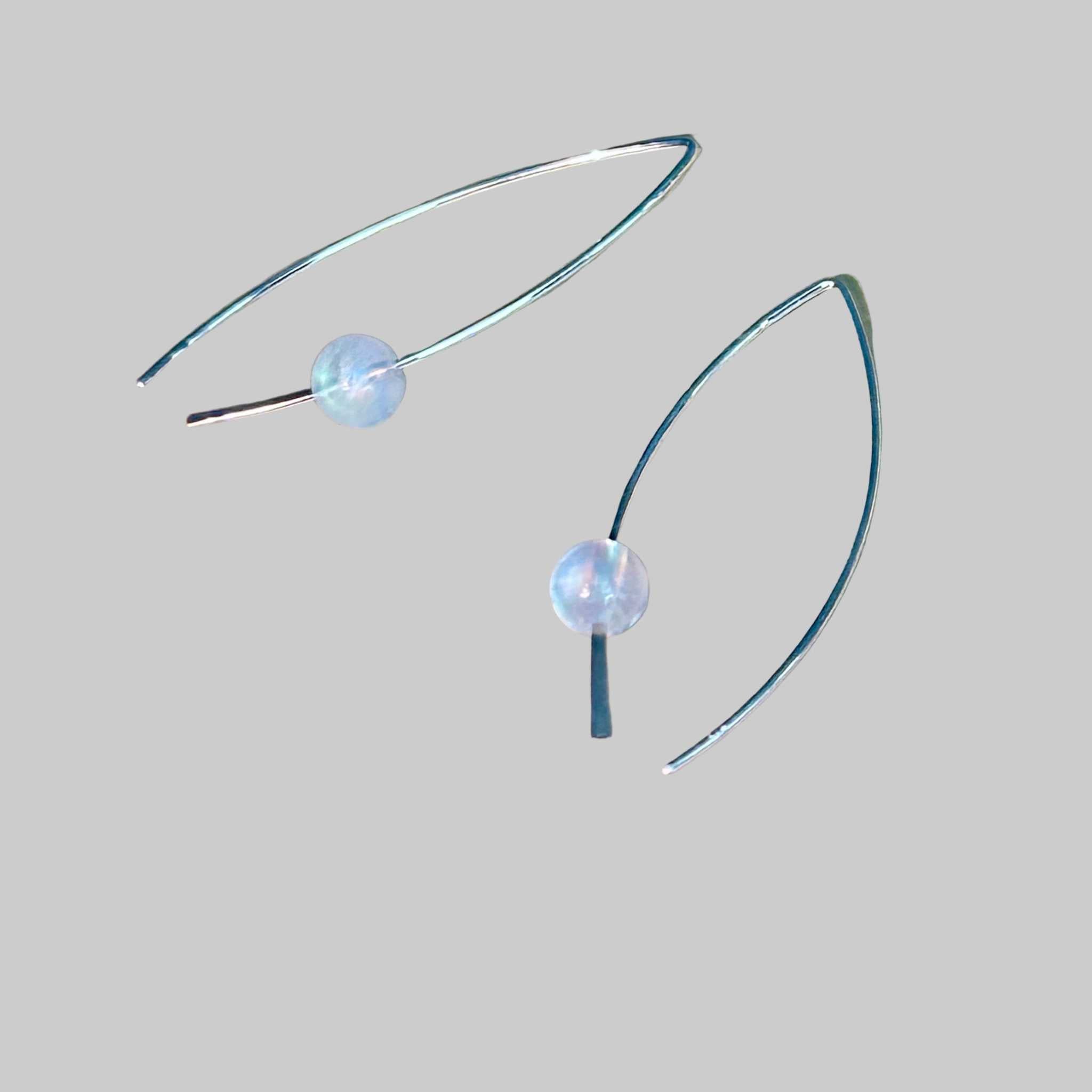 Rainbow Moonstone Crescent Bertoni Earrings - Sterling Silver | Jewelry | Wiccan Center