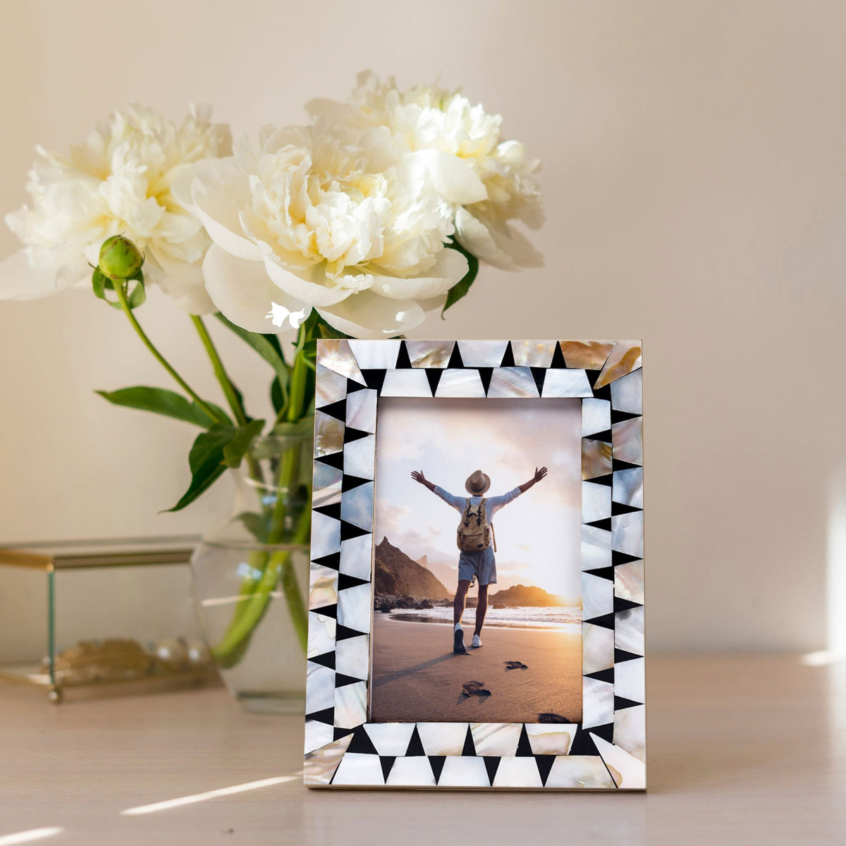 Picture Frames Pearlescent Flash Collection Mother of Pearl Resin White 3 Sizes | Picture Frames | Wiccan Center