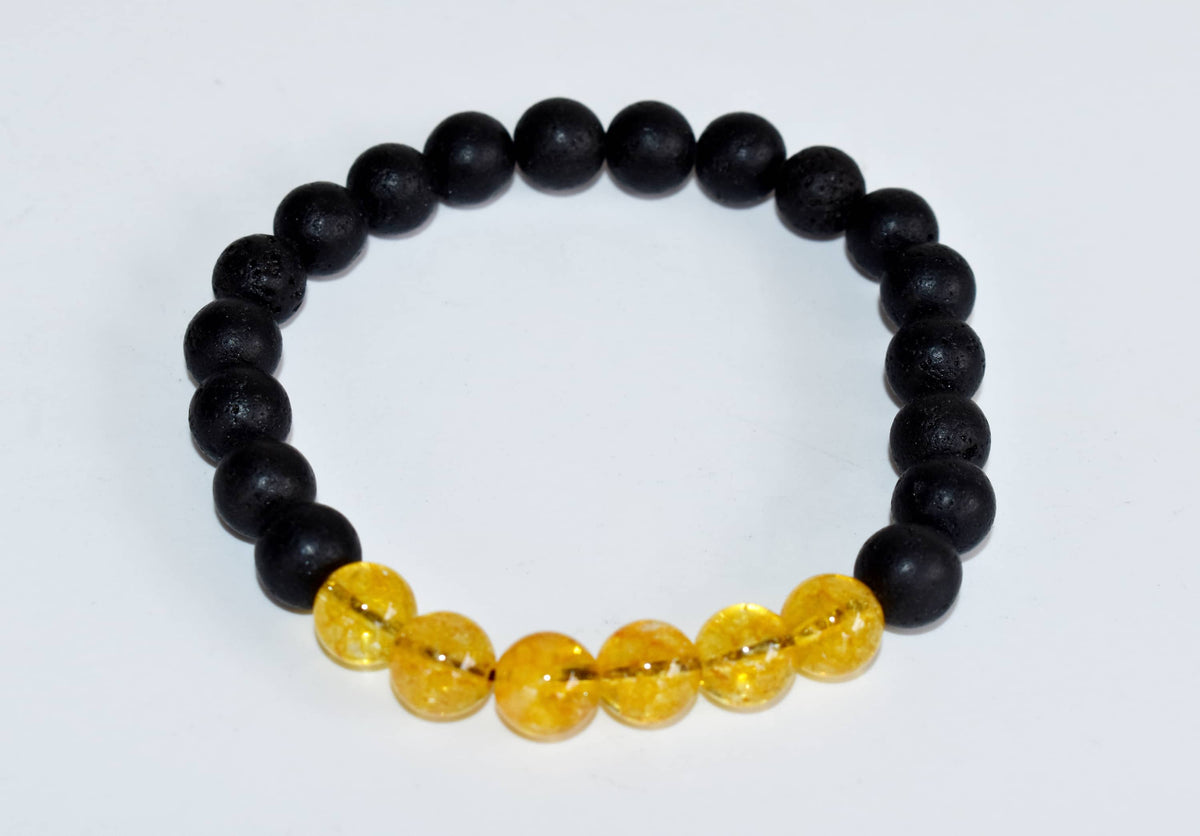 Lava Diffuser Bracelet, Lava with Citrine Beads Diffuser Jewelry, Aromatherapy, Essential Oil Bracelet, Spiritual Gift, Yoga Gift for Her